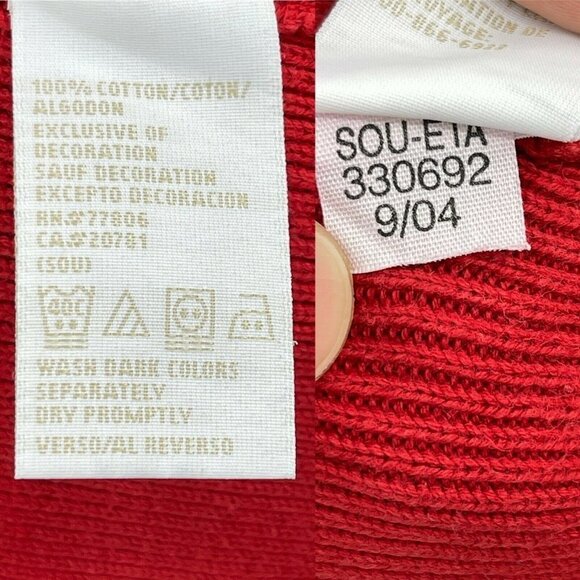 Tommy Hilfiger Vintage Y2K Red Knit Flag Sleeve Slim Fit Split Neck Sweater - Picture 7 of 7